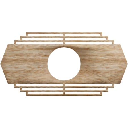 Ekena Millwork Chrysler Wood Fretwork Pierced Ceiling Medallion, Red Oak, 26"W x 13"H x 6 7/8"ID x 1/4"T CMWP26X13X0250CSRO